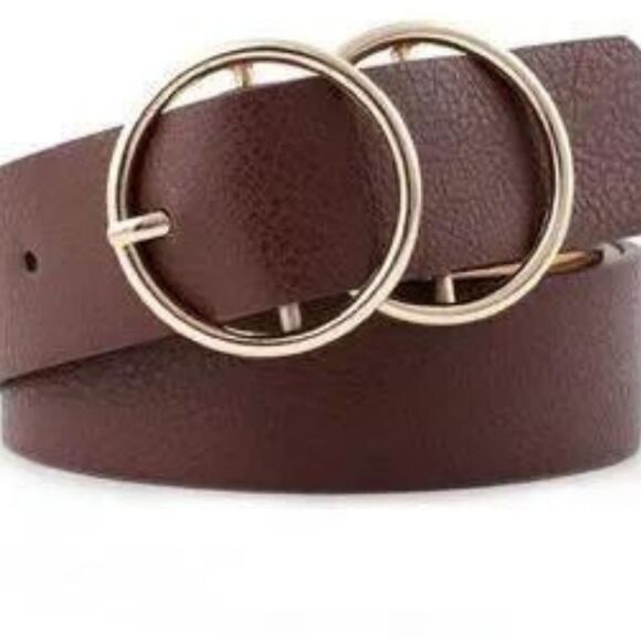 Various Colors of Faux Leather Double-O Buckle Belt - Picture 2 of 5